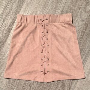 Blush Lace-Up Mini Skirt